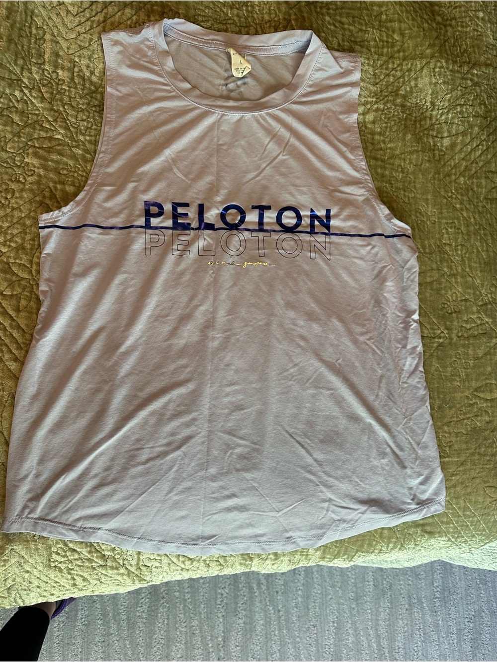 Spiritual Gangster Lavender Tank with Navy Peloton Logo